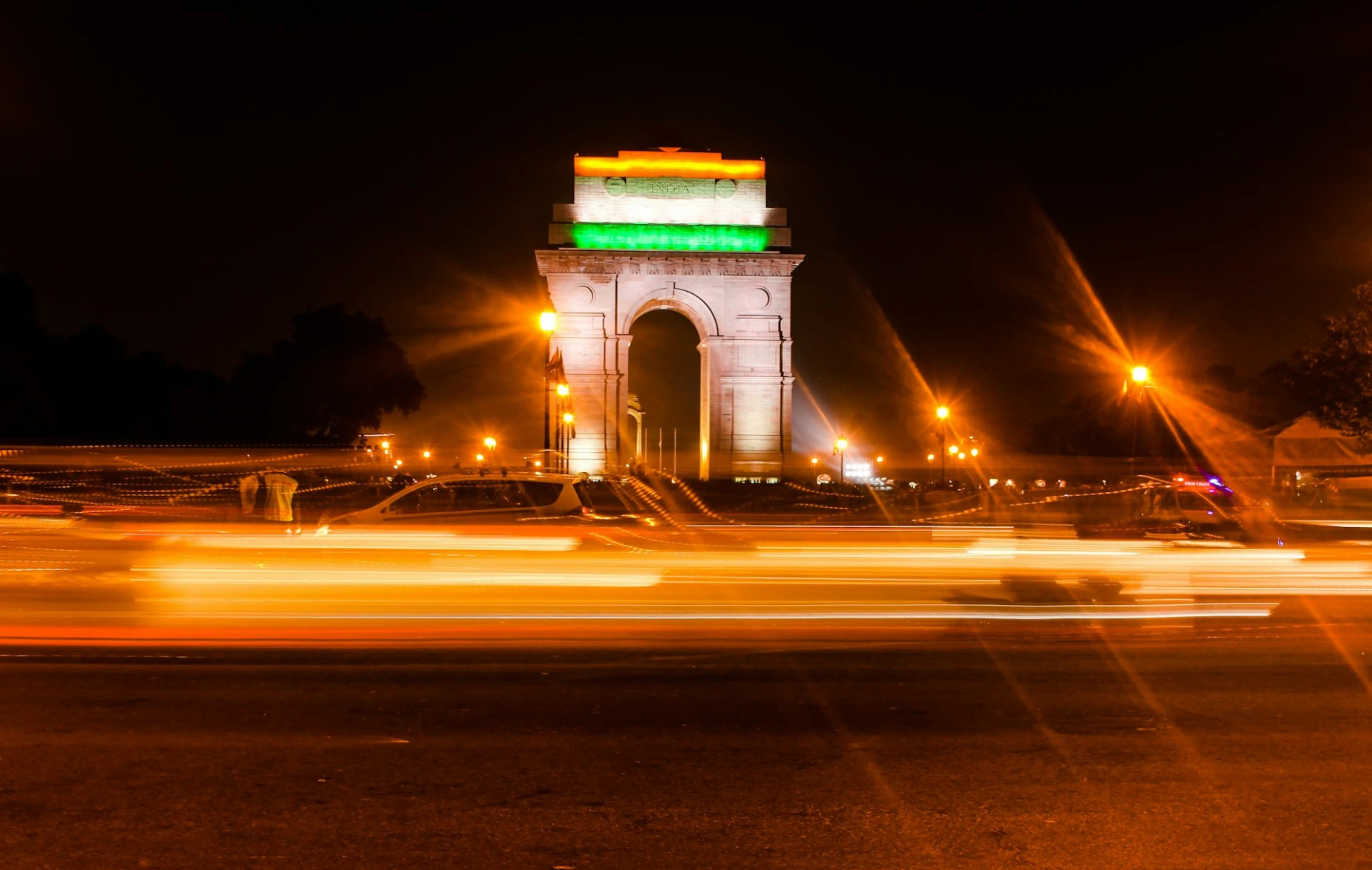 India gate arch during night time